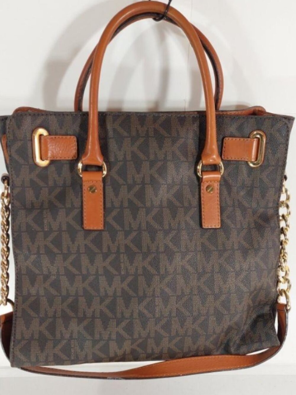 Michael Kors Hamilton Large Satchel / Tote in Signature Logo Brown